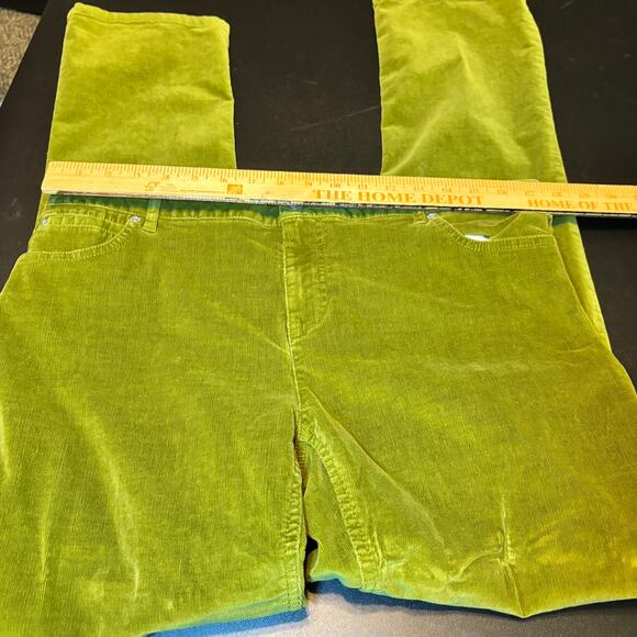 J.Jill Slim Leg Stretch Corduroy Pants Women’s 14 Chartreuse Green Soft Cotton - Picture 4 of 7